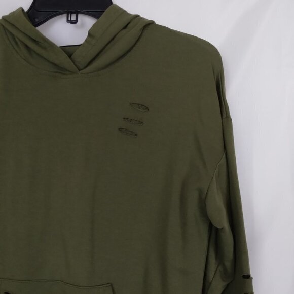 Jolie & Joy | Olive Army Green Distressed Hoodie | Size S - Picture 2 of 7